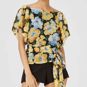 NWT Club Monaco Gussie Yellow Floral Wrap Top